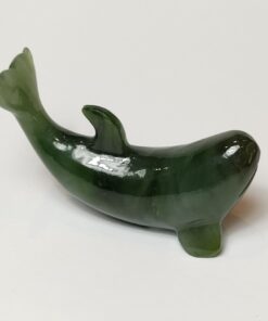 Natural Crystals: Hand Carved & Polished Jade Whale (Approx. 9x5x3.5cm)