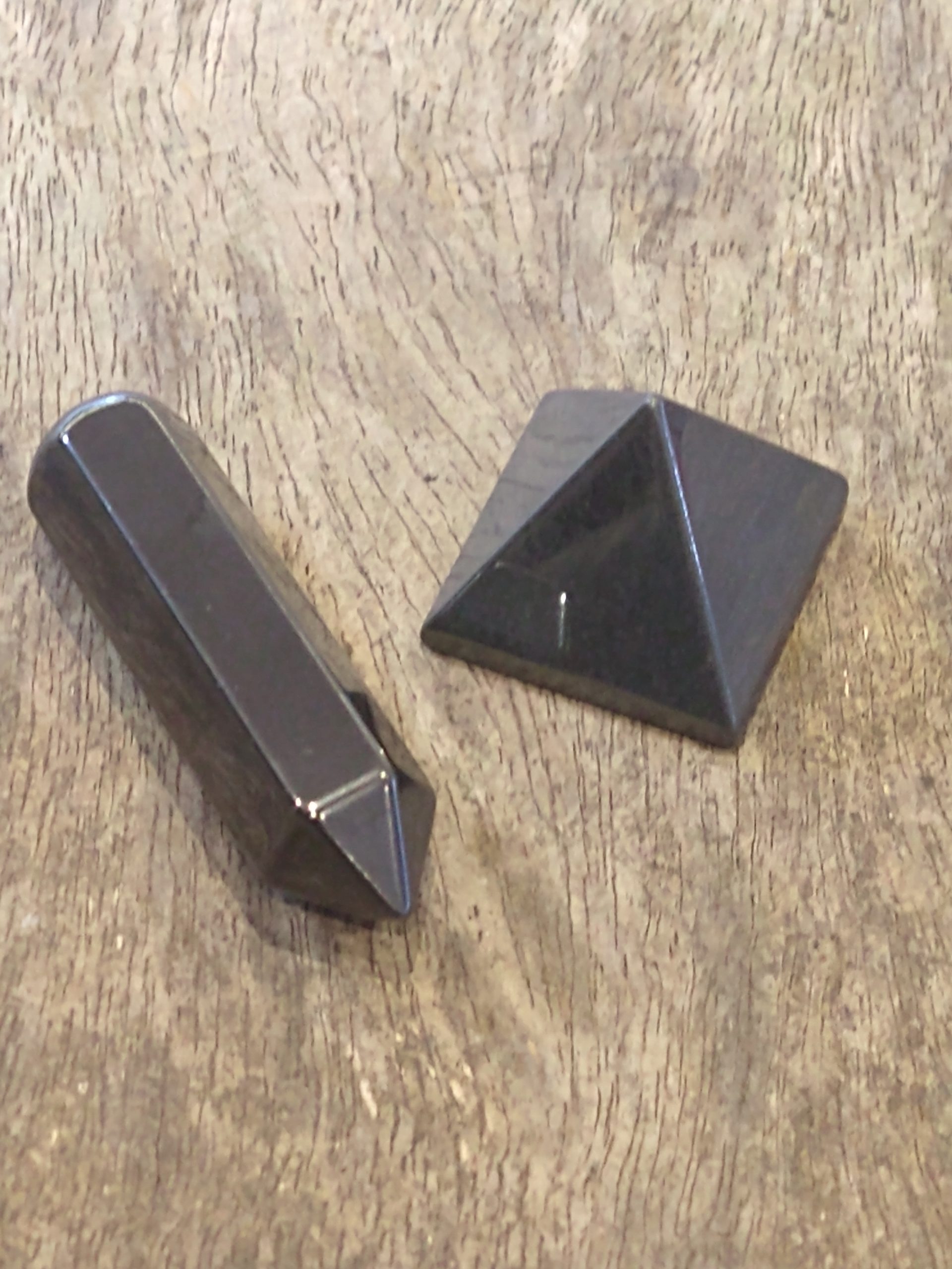 Natural Mineral: Cut & Polished Hematite Wand & Pyramid