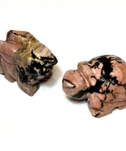 Natural crystal: hand carved and polished Rhodonite animals (approx. 3x2x2cm)