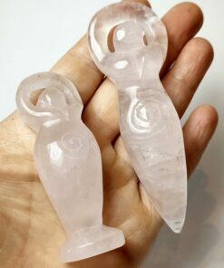 Natural crystal: hand carved and polished Rose Quartz earth Goddesses