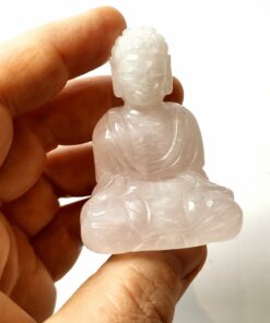 Natural crystal: hand carved and polished Rose Quartz Thai Buddha
