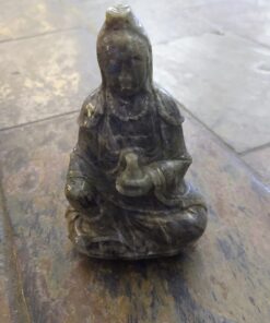 Alternative view of Natural Crystal: Hand Carved & Polished Labradorite Quan Yin (Approx 20x10x8cm)