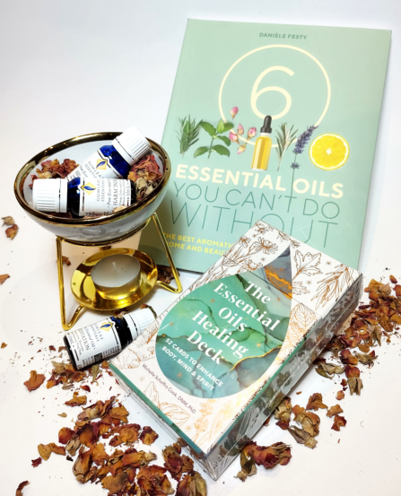 Gift Packs: Essential Oils You Can't Do Without Book + Oil Burner + 3 Essential Oils +Candle