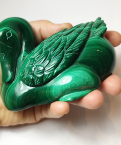 Alternative view of Natural Crystal: Hand Carved & Polished Malachite Duck (Approx 11x7x6cm)