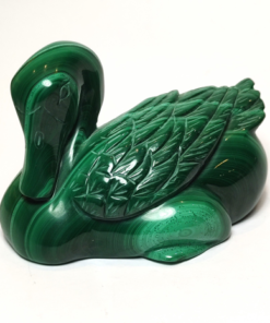 Natural Crystal: Hand Carved & Polished Malachite Duck (Approx 11x7x6cm)