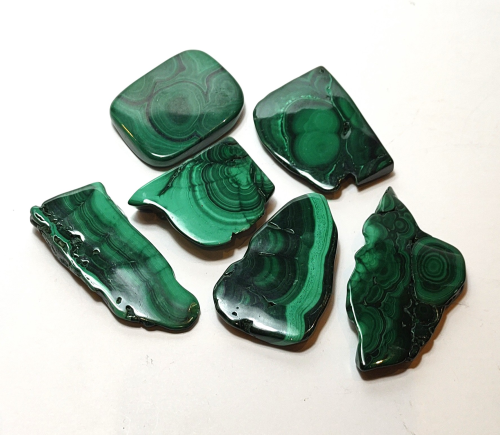 Natural Crystal: Cut & Polished Malachite Free Form Slices (Approx 4x3x.7cm)
