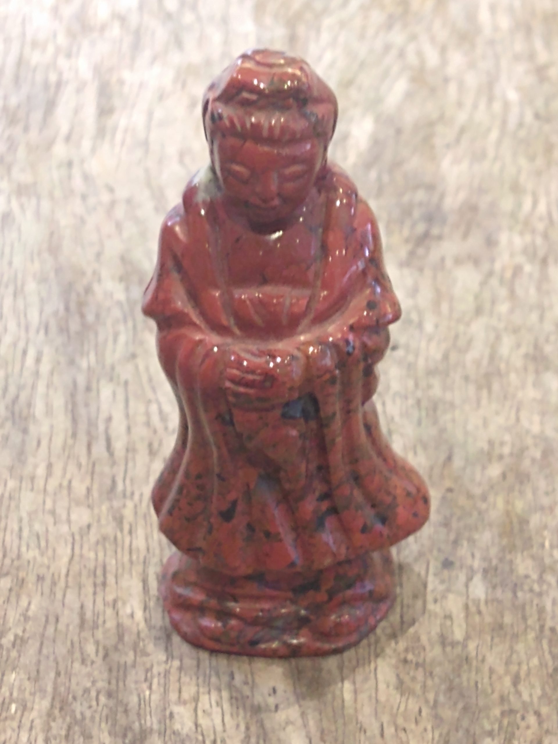 Natural Crystal: Hand Carved & Polished Mahogany Obsidian Quan Yin (Approx 8x3.5x2cm)