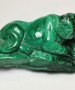 Natural Crystal: Hand Carved & Polished Malachite Tiger (Approx 13x9x5cm)