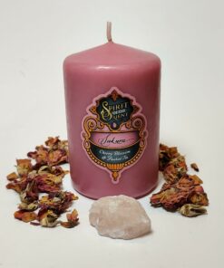 Gift Pack: Sakura Scented Pillar Candle & Rose Quartz Crystal