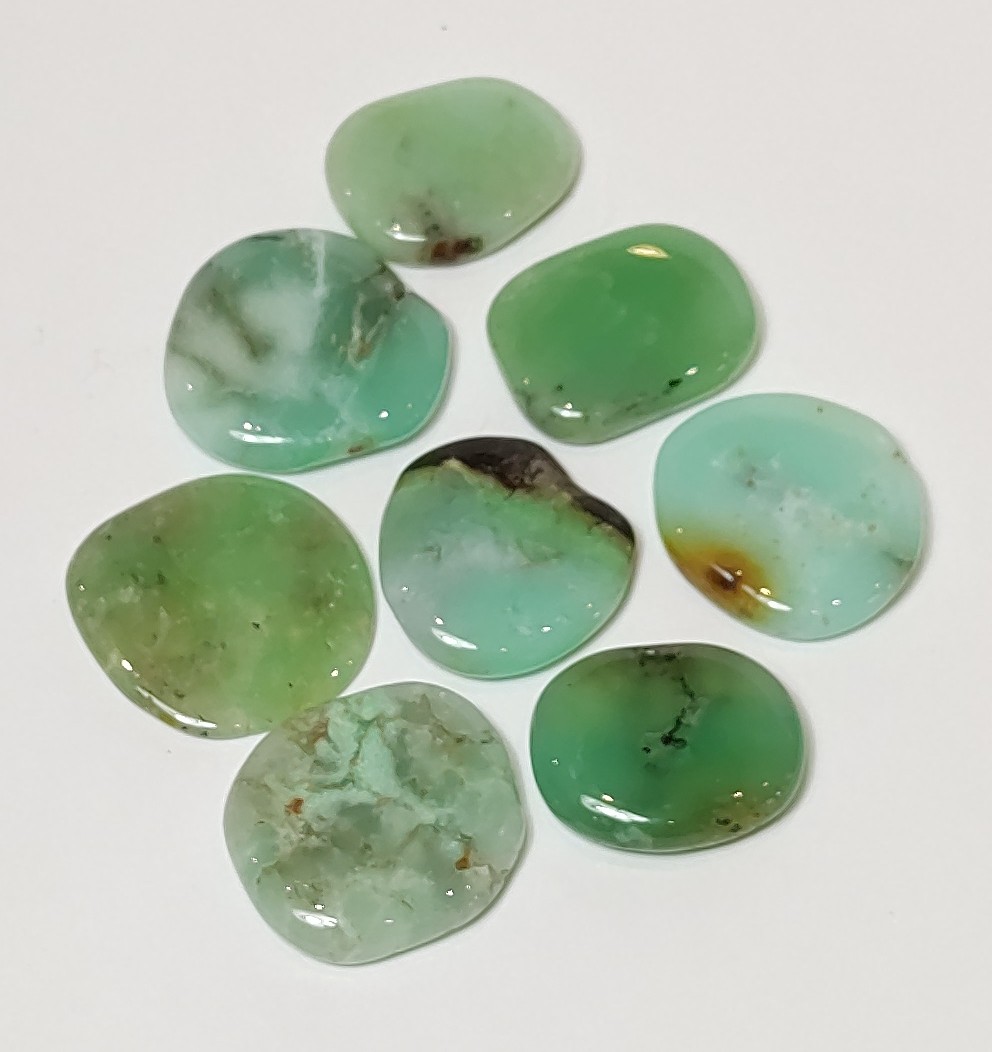 Natural Crystals: Hand Cut & Polished Chrysoprase Slices (Approx 2x2x.5cm)