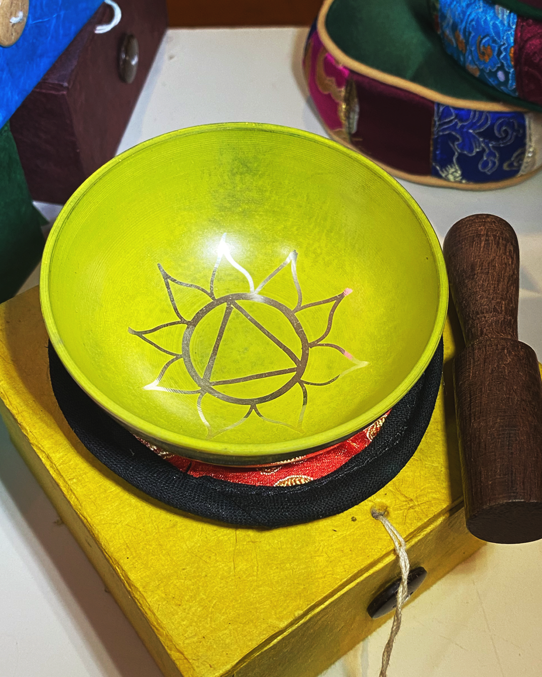 Chakra Singing Bowls: 7 Designs to Choose From (Set with Box, Cushion, & Wand) - Image 4