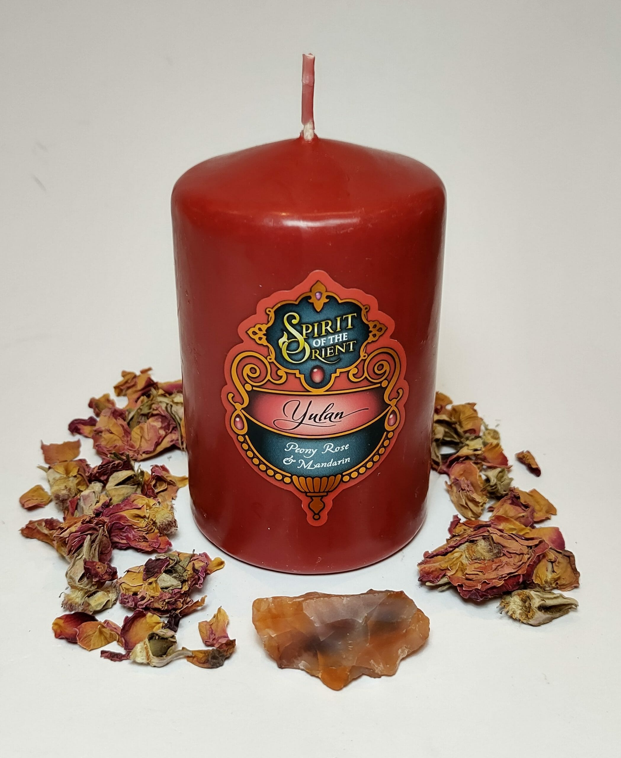 Gift Pack: Yulan Scented Pillar Candle & Sardonyx Crystal