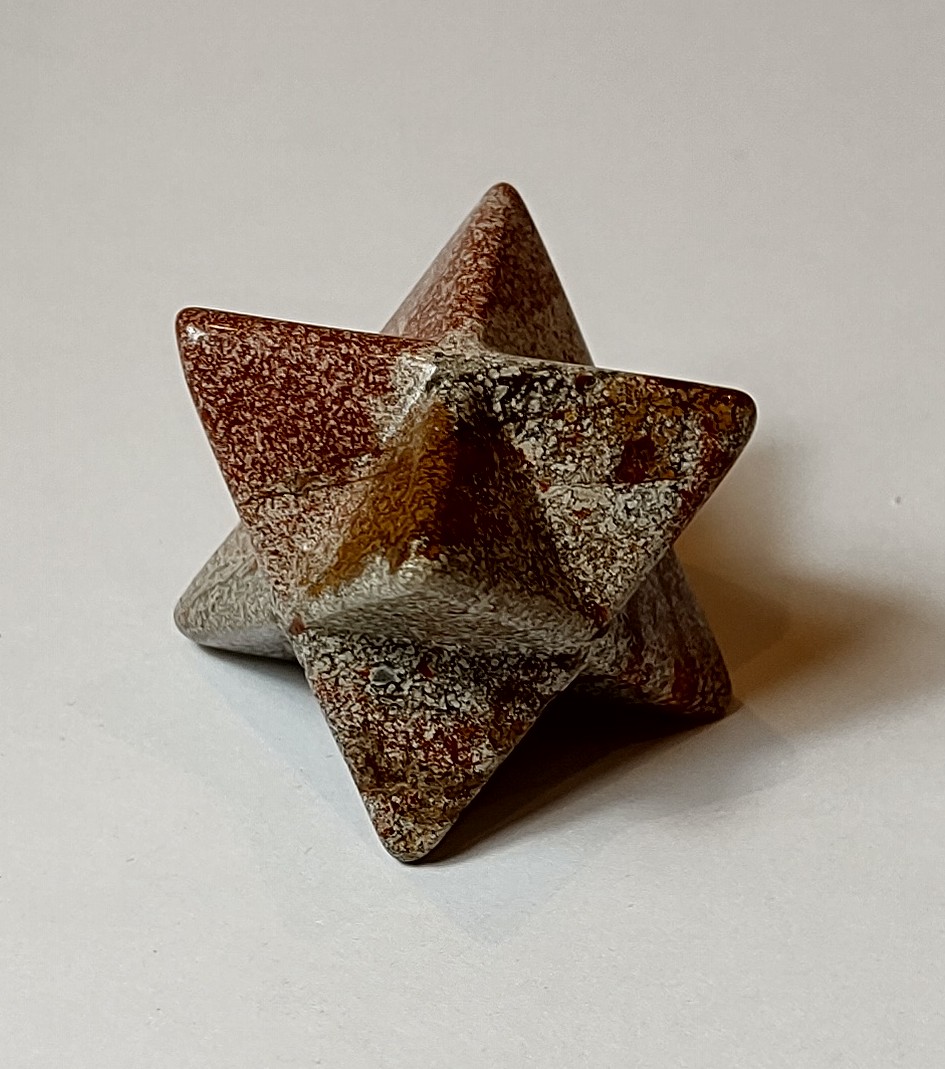 Natural Crystal: Hand Carved & Polished Red Jasper Merkabah (Approx. 2x2cm)