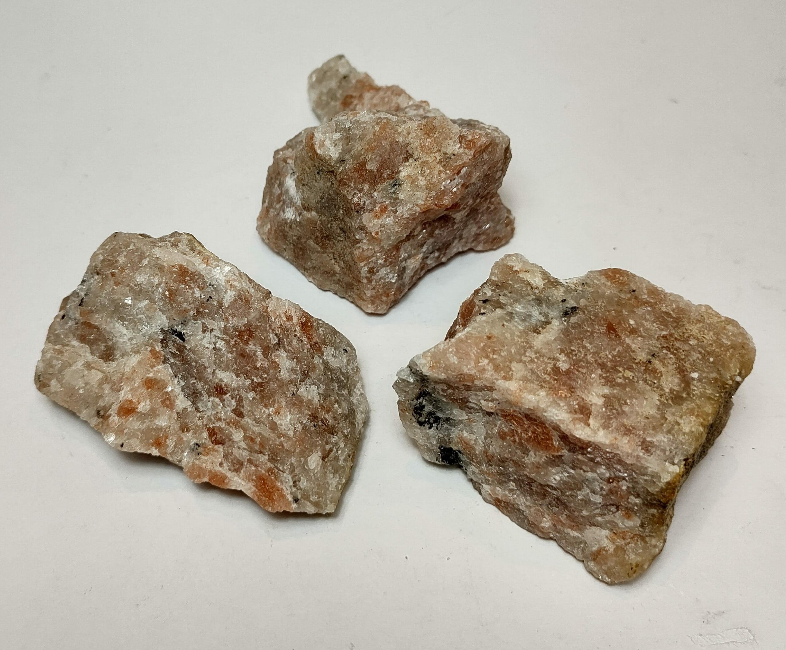 Natural Crystals: Sunstone rough chunks (approx. 4x4x2cm)