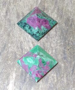 Natural Crystals: Cut & Polished Ruby in Zoesite Pyramids