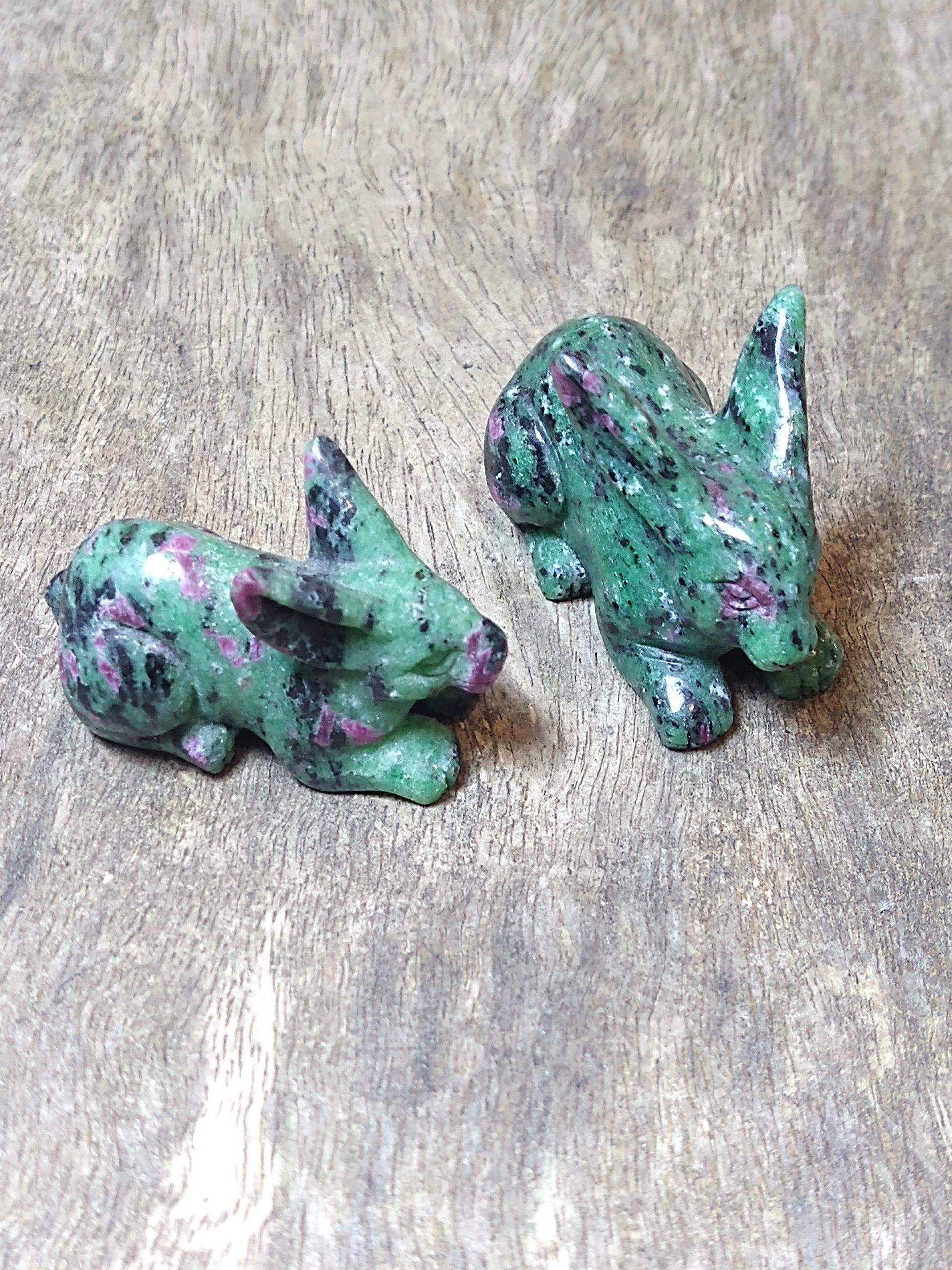 Natural Crystals: Hand Cut & Polished Ruby in Zoisite Rabbits
