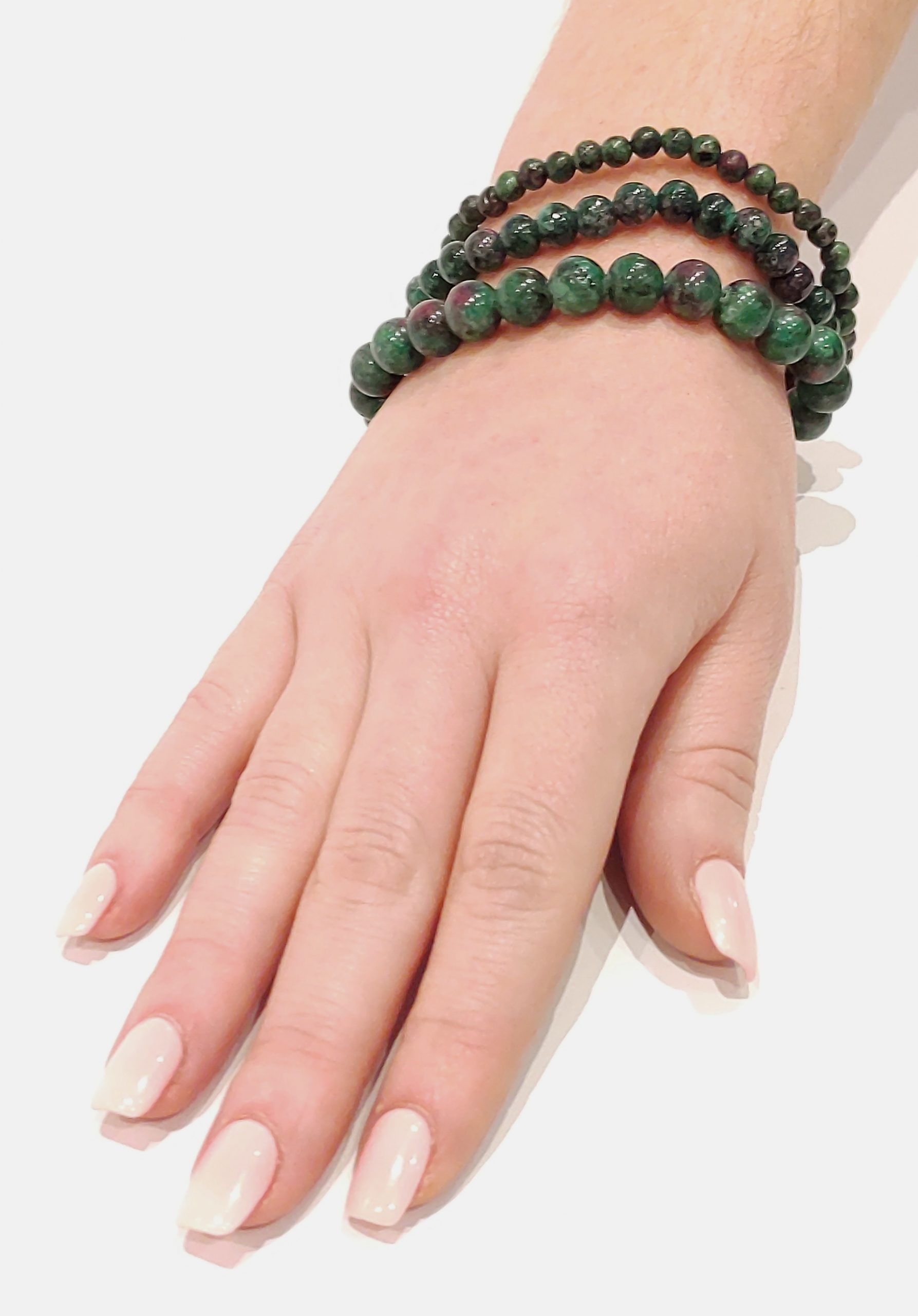 Stretch Bracelets: Ruby in Zoisite 4mm, 6mm, & 8mm Round Beads - Image 2