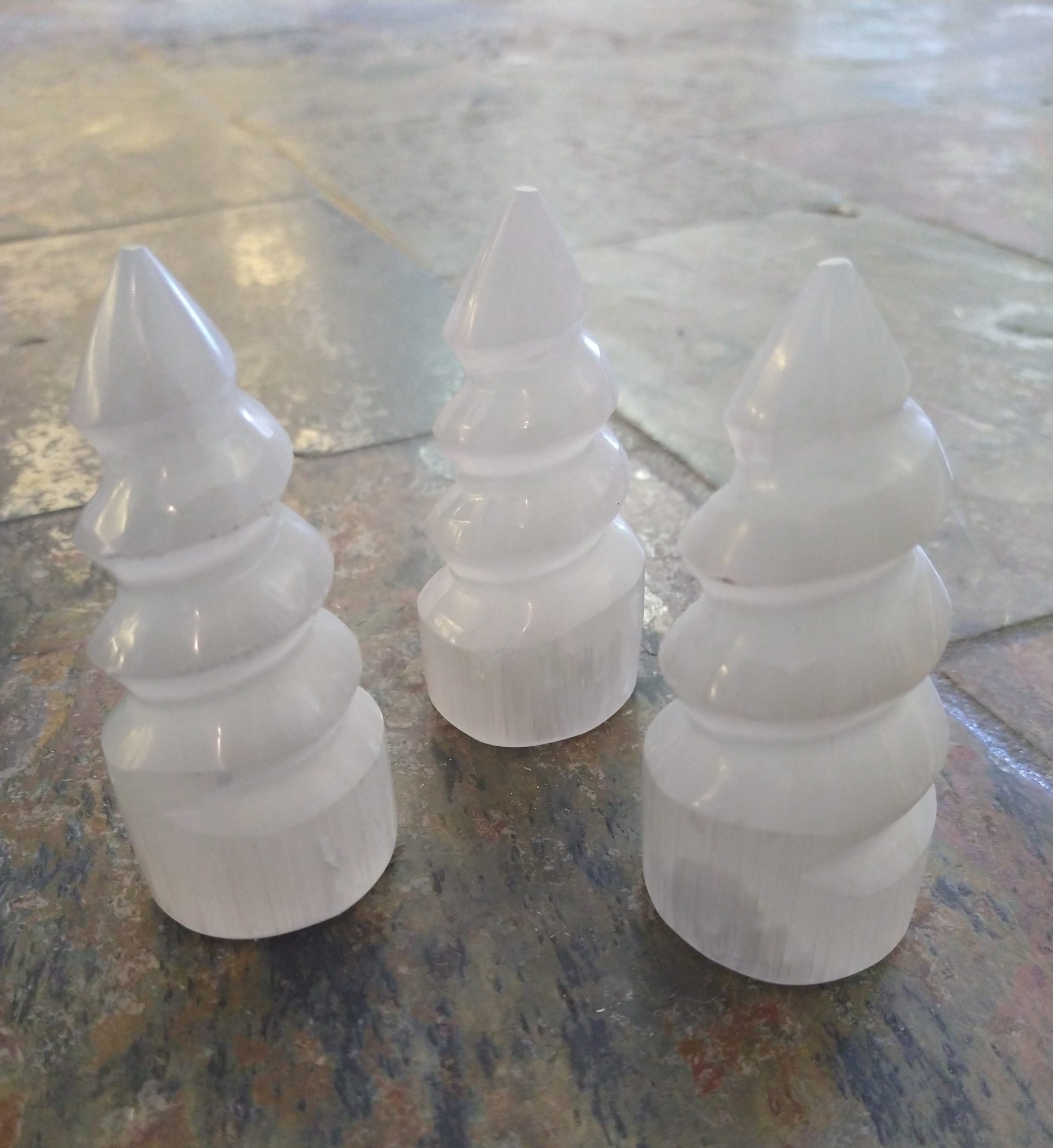 Natural Crystals: Selenite Unicorn Towers Cut Base (Approx 10x4cm)