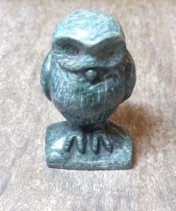 Natural Crystal: Hand Carved & Polished Seraphinite Owl (Approx 9x5x5cm)