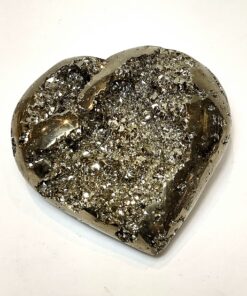 Natural crystal: cut and polished Pyrite druzy heart