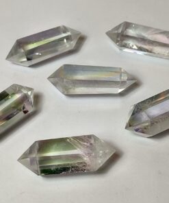 Genuine Crystals: Angel Aura Double Terminated Wands (Quartz Infuse with Silver & Platinum) (Approx 2.5x1.5cm)