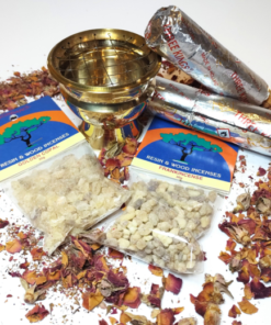 gift pack: frankincense & copal resins + 2x charcoal + large burner