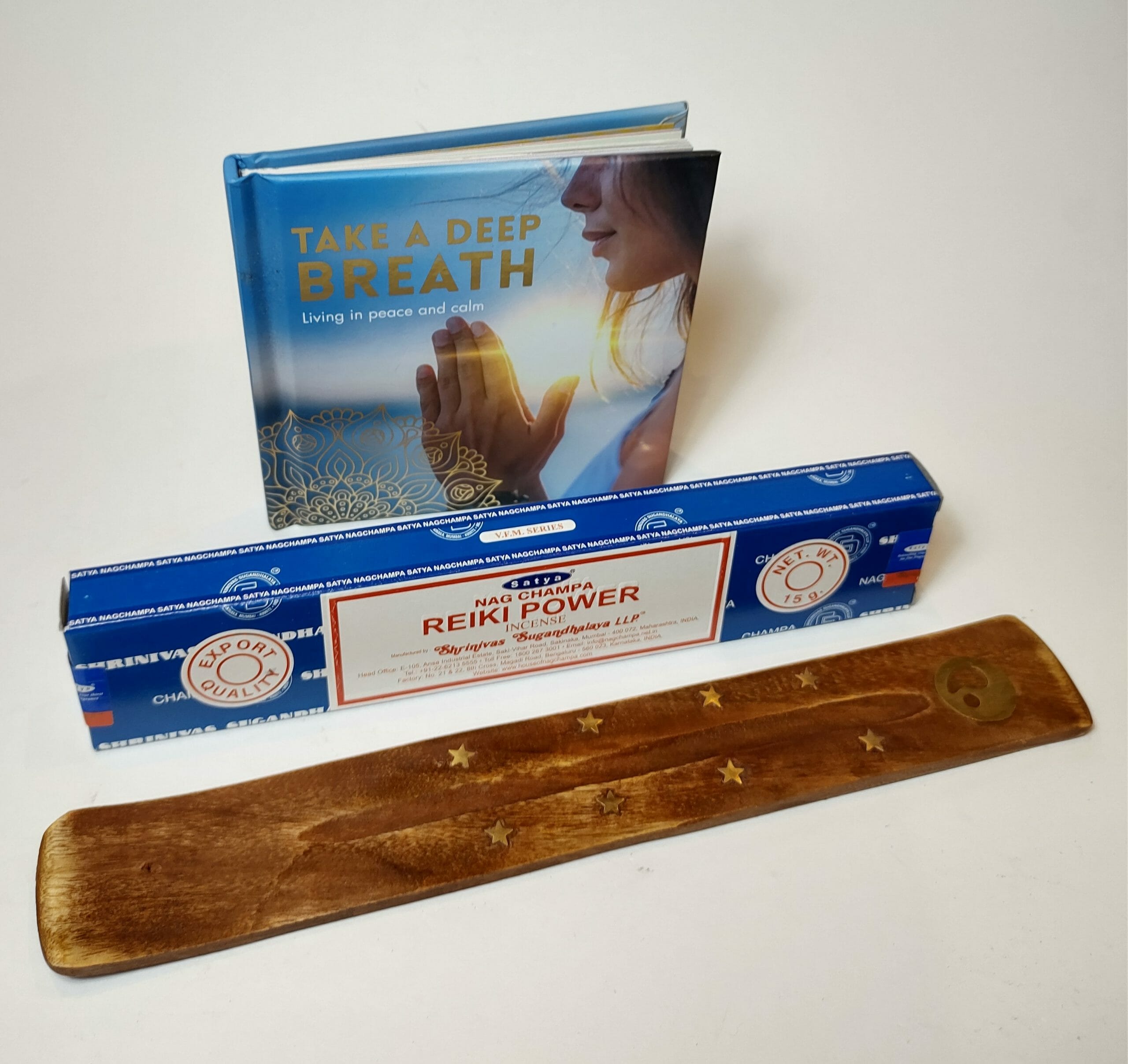 Gift Pack: Take a Deep Breath Hardcover Book + Satya Incense + Wood Incense Holder