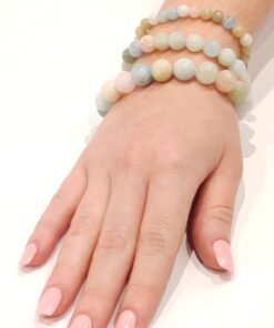 Alternative view of Stretch Bracelets: Aquamarine & Morganite 6mm & 8mm Round Beads