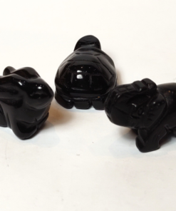 Natural Crystals: Hand Carved & Polished Black Obsidian Animals (Approx. 3x2x2cm)