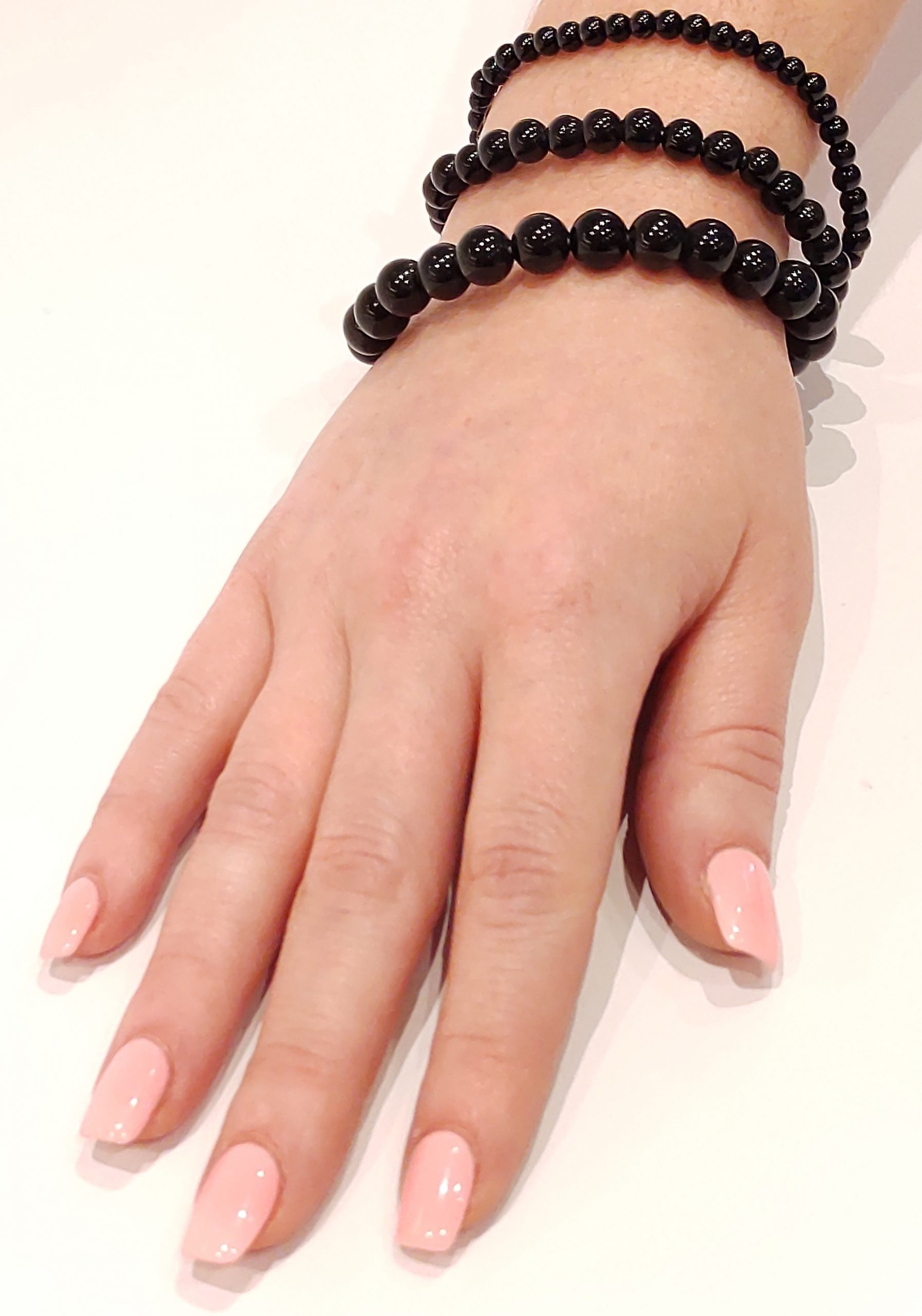 Stretch Bracelets: Black Obsidian 4mm, 6mm, & 8mm Round Beads - Image 2