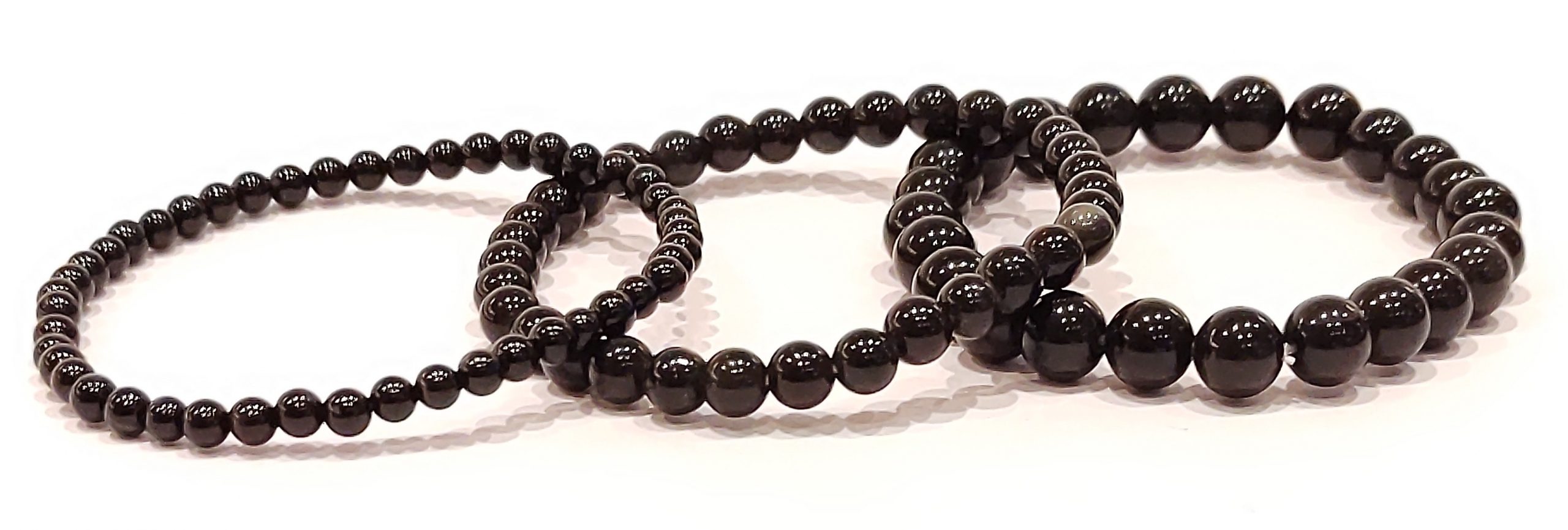 Stretch Bracelets: Black Obsidian 4mm, 6mm, & 8mm Round Beads - Image 3