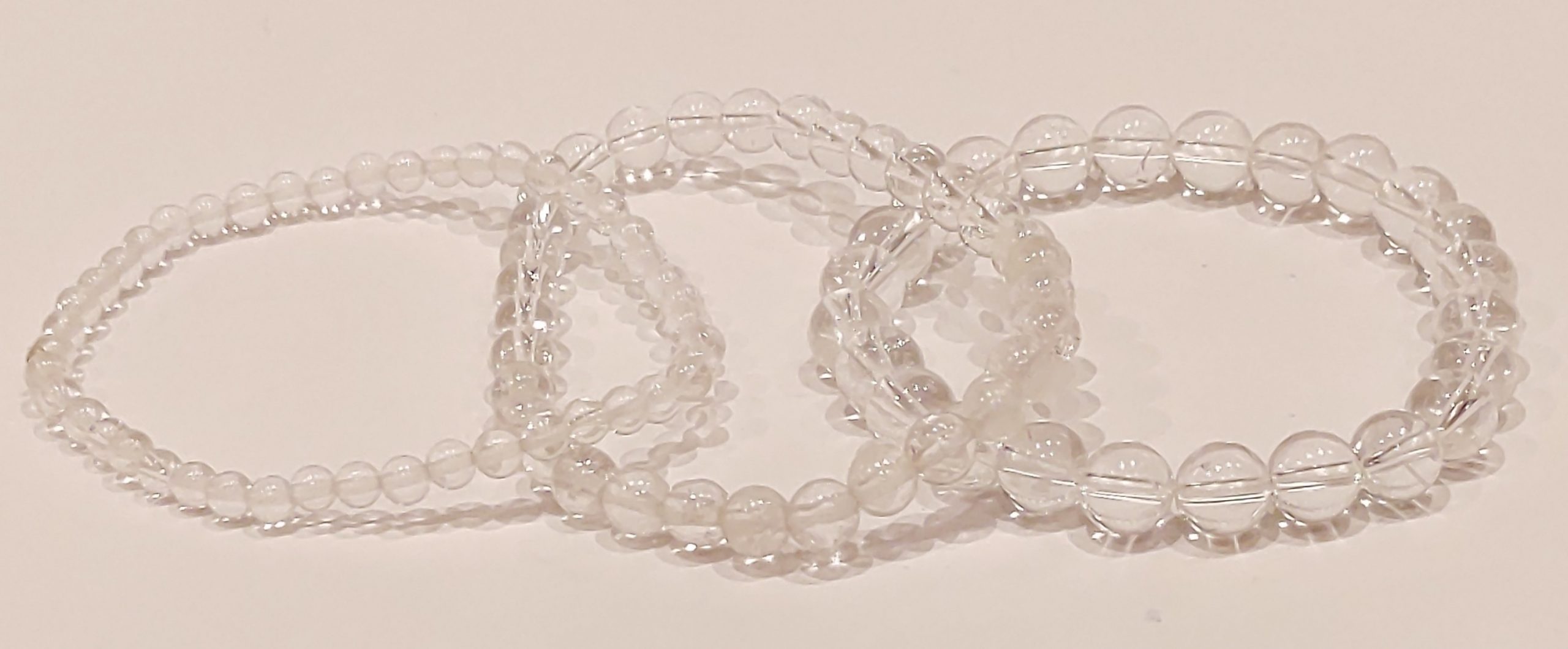 Stretch Bracelets: Clear Quartz 4mm, 6mm, & 8mm Round Beads - Image 3