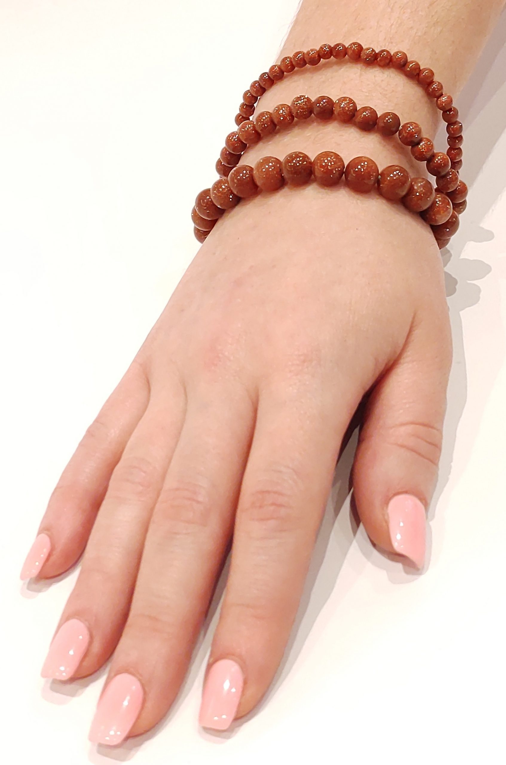 Stretch Bracelets: Goldstone 4mm, 6mm, & 8mm Round Beads - Image 2