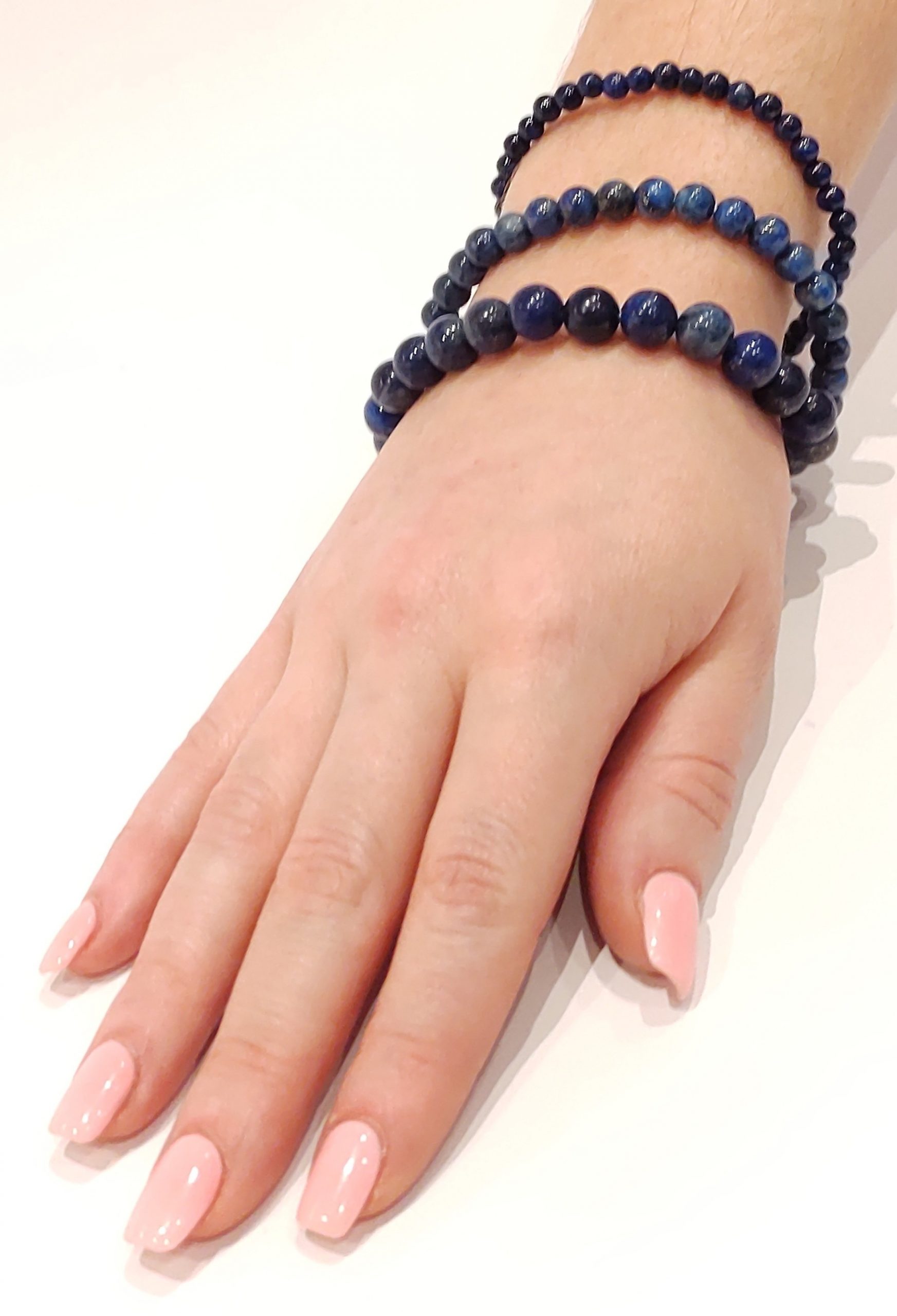 Stretch Bracelets: Lapis Lazuli 4mm, 6mm, & 8mm Round Beads - Image 2