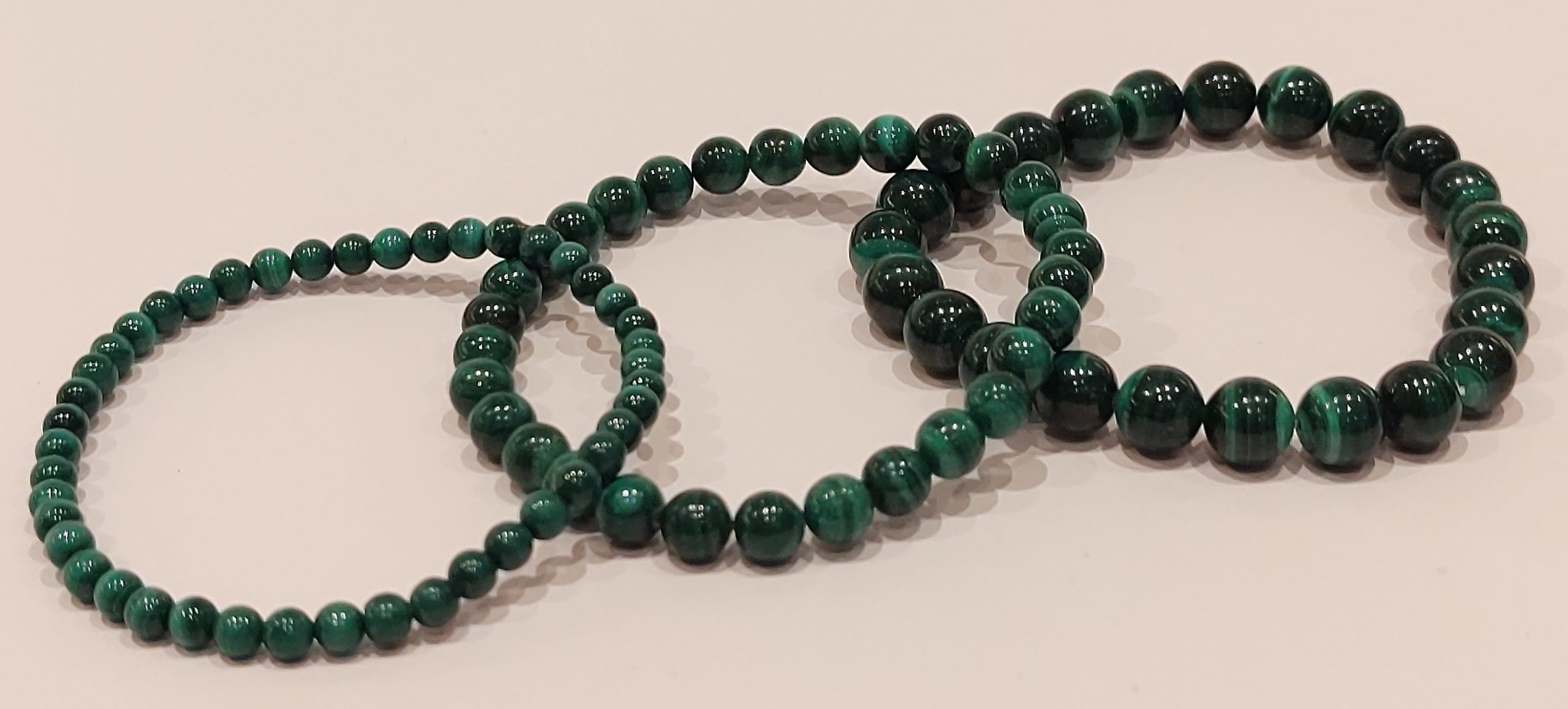 Stretch Bracelets: Malachite 4mm, 6mm, & 8mm Round Beads - Image 3