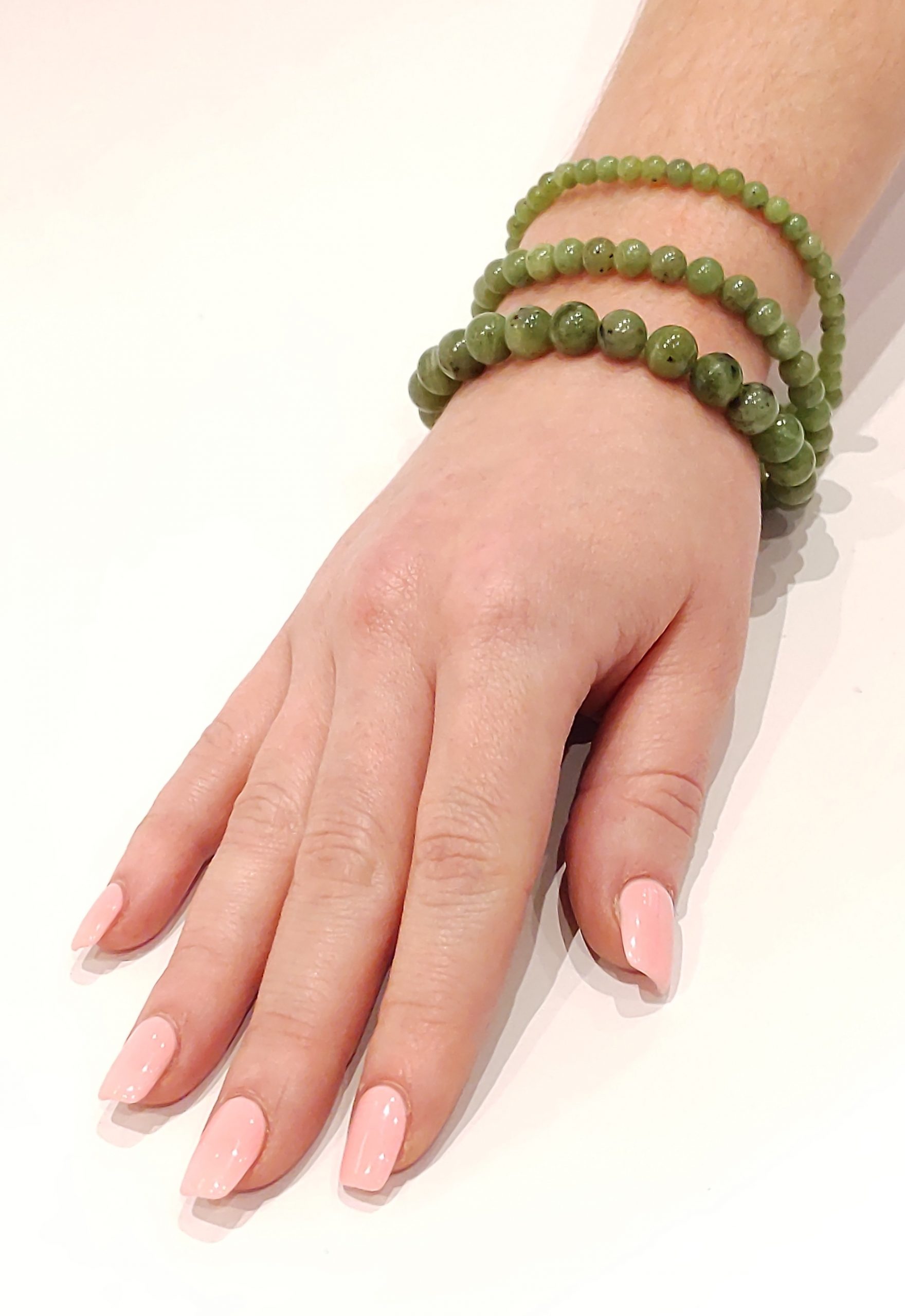 Stretch Bracelets: Jade (Nephrite) 4mm, 6mm, & 8mm Round Beads - Image 2