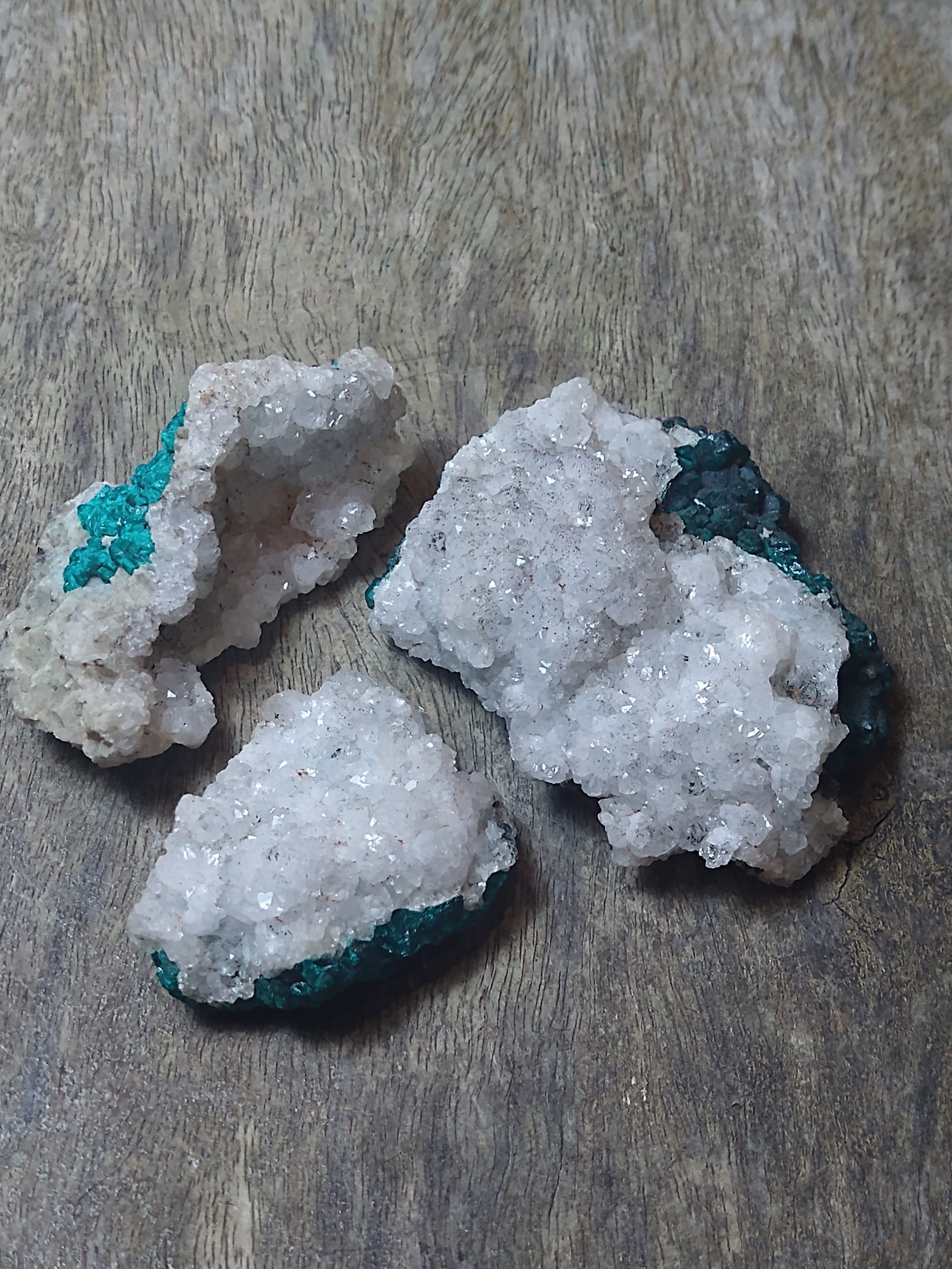 Natural Crystals: Dioptase in Clear Quartz