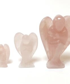 Natural crystals: hand carved and polished Rose Quartz Angels (available in three sizes)