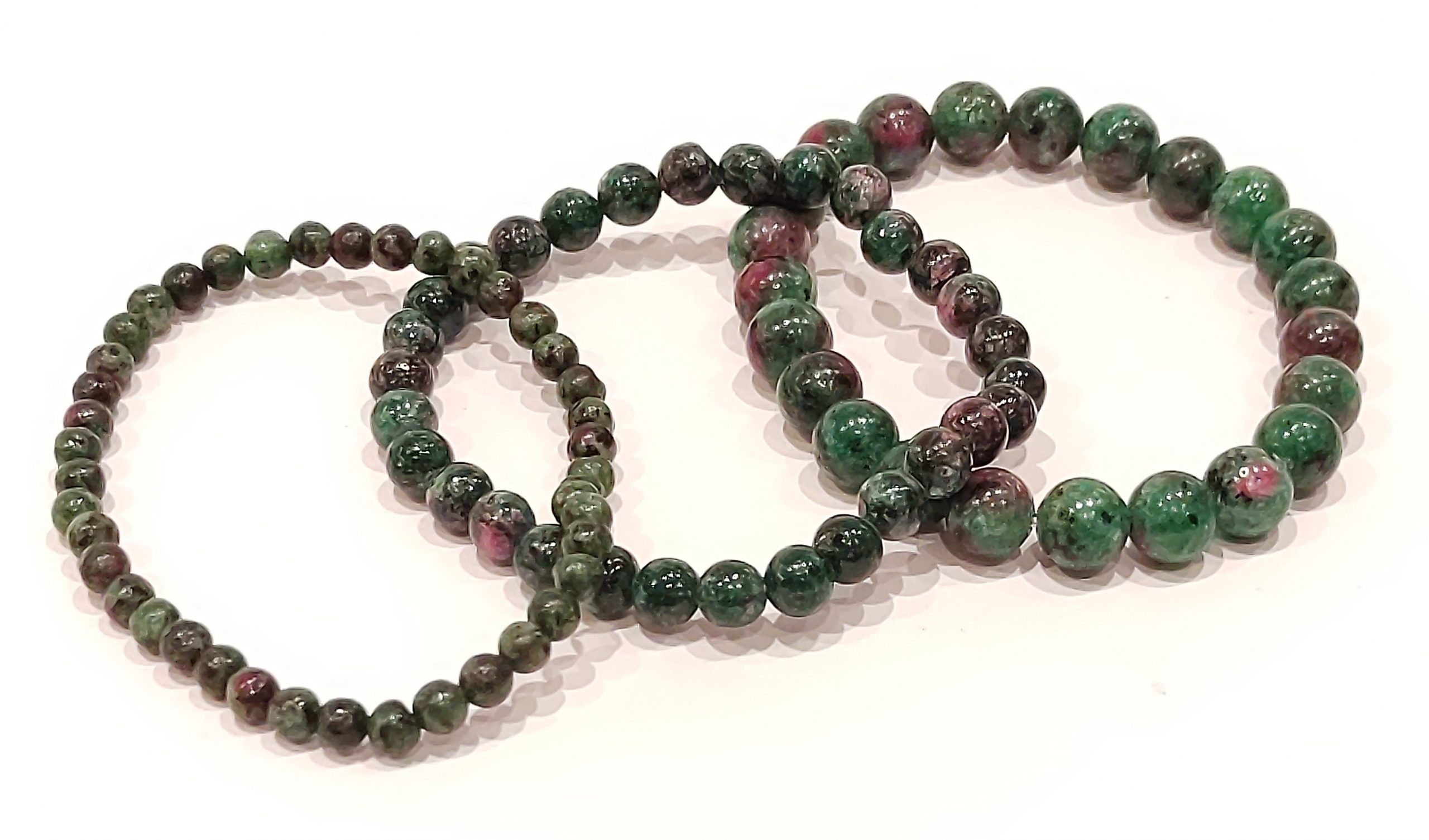 Stretch Bracelets: Ruby in Zoisite 4mm, 6mm, & 8mm Round Beads - Image 3