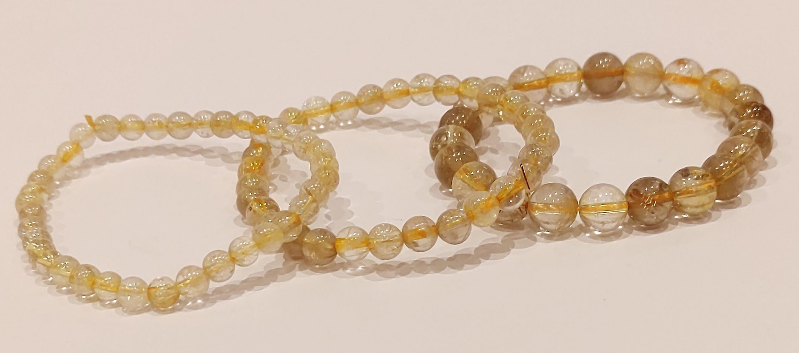 Stretch Bracelets: Rutilated Quartz 5mm, 6mm, & 8mm Round Beads