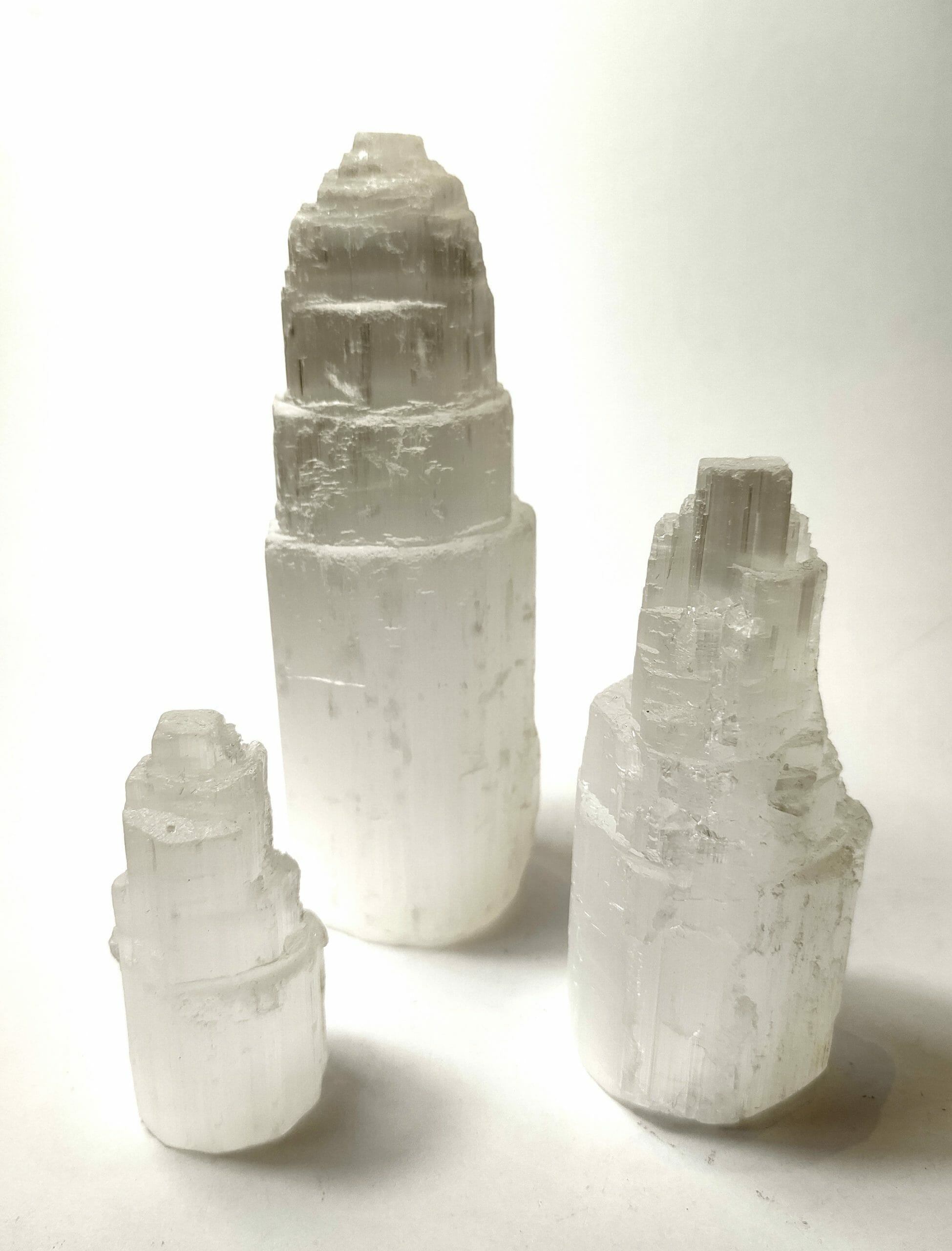 Natural crystals: Selenite towers cut base