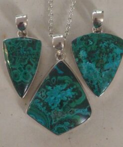Pendants: Cut & Polished Chrysocolla Crystal Set in 925 Sterling Silver