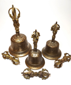 bell & dorje set: auspicious symbol brass design