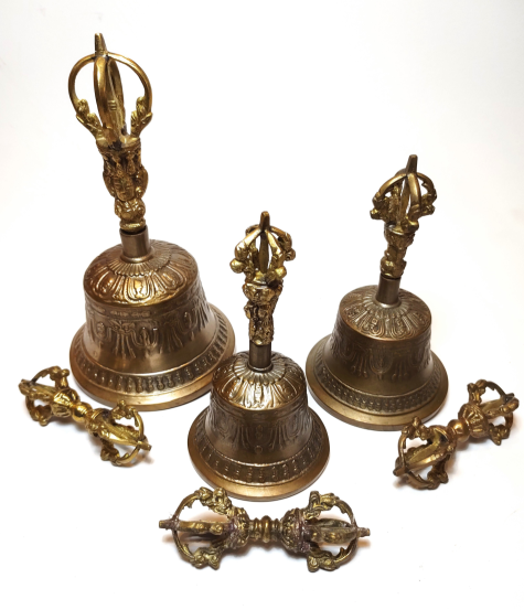 bell & dorje set: auspicious symbol brass design