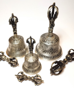 bell & dorje set: auspicious symbol silver design