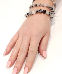 Alternative view of Stretch Bracelets: Black Tourmaline in Quartz 4mm, 6mm, & 8mm Round Beads