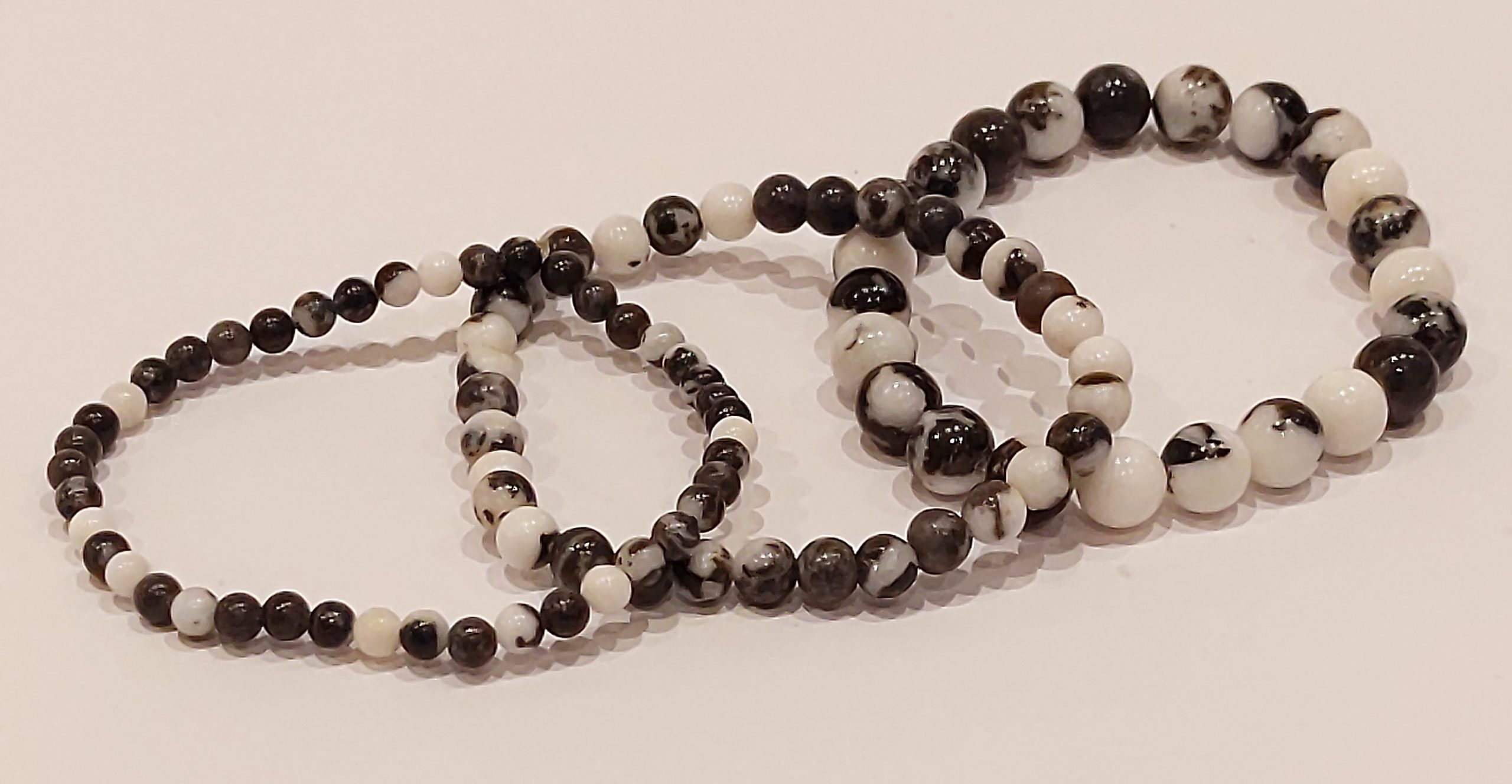 Stretch Bracelets: Zebra Stone 4mm, 6mm, & 8mm Round Beads - Image 3