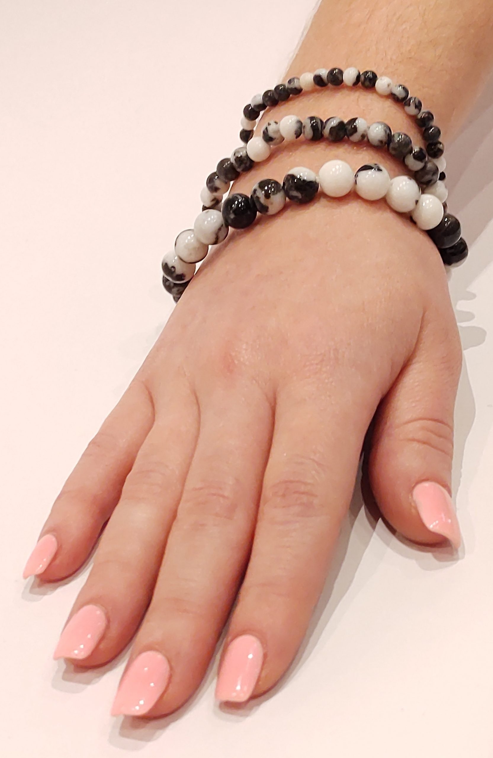 Stretch Bracelets: Zebra Stone 4mm, 6mm, & 8mm Round Beads - Image 2