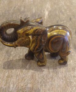 Alternative view of Natural Crystal: Hand Carved & Polished Tiger Eye Elephants
