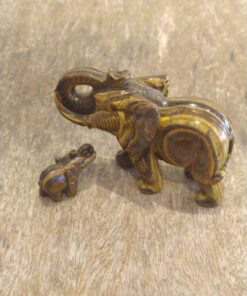 Natural Crystal: Hand Carved & Polished Tiger Eye Elephants
